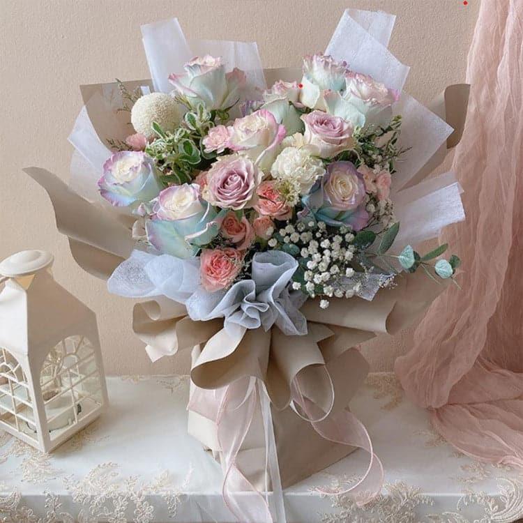 Solid Two-Color Bouquet Wrapping Paper,22.8*22.8 inch - HUAYI