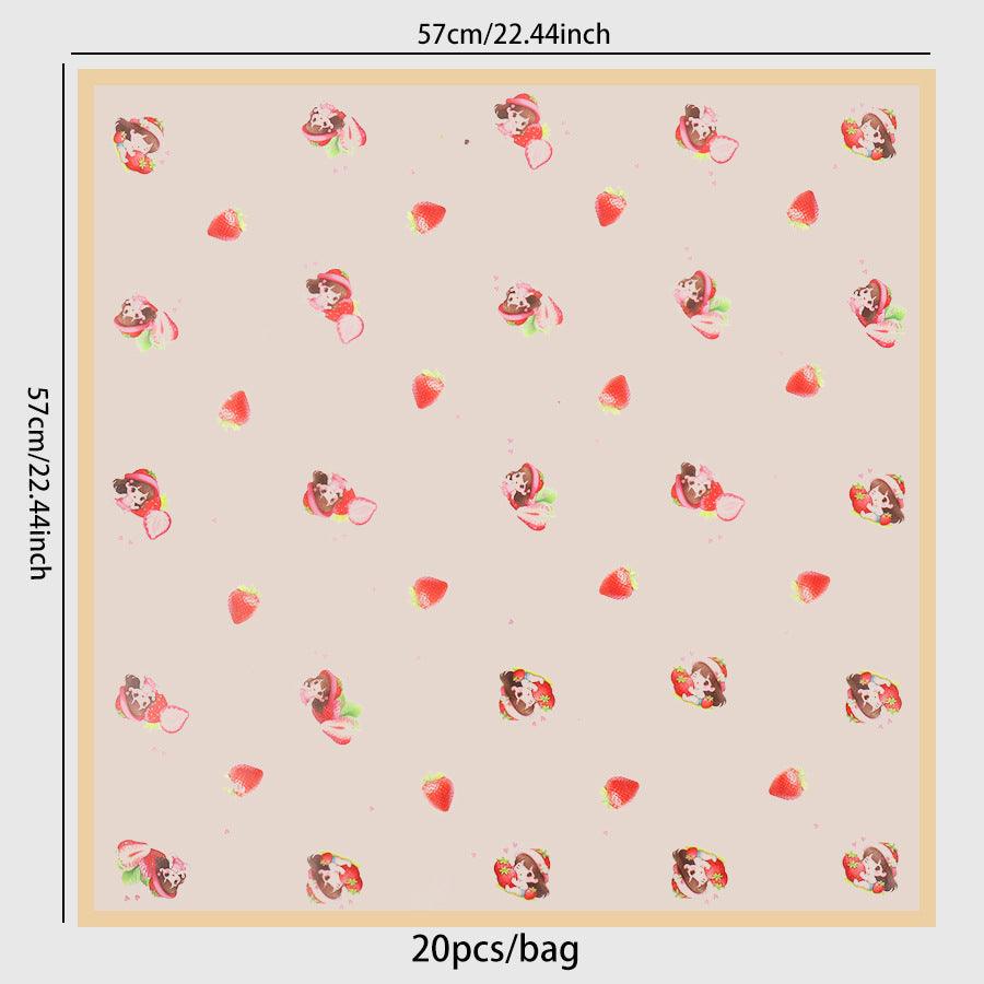 Strawberry Girl Flower Wrapping Paper,Pack 20 (57x57cm).
