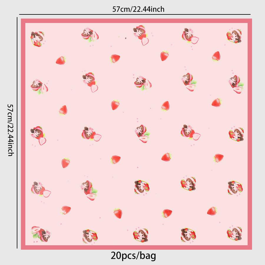 Strawberry Girl Flower Wrapping Paper,Pack 20 (57x57cm).
