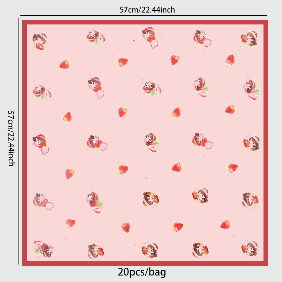 Strawberry Girl Flower Wrapping Paper,Pack 20 (57x57cm).