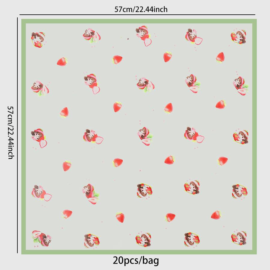 Strawberry Girl Flower Wrapping Paper,Pack 20 (57x57cm).