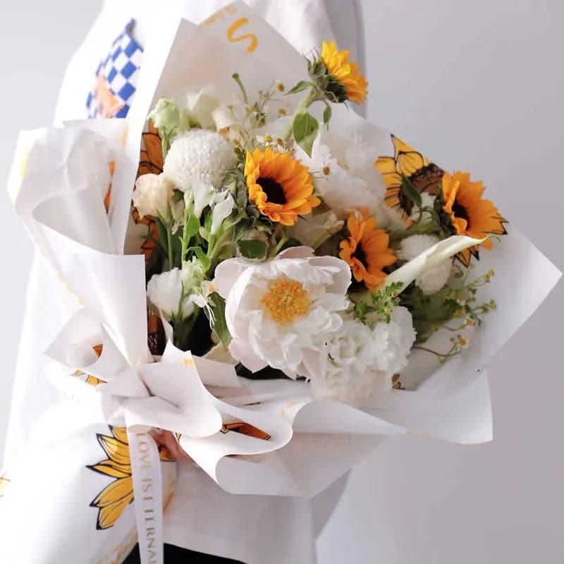 Sunflower Waterproof Flower Wrapping Paper ,22.8*22.8 Inch.