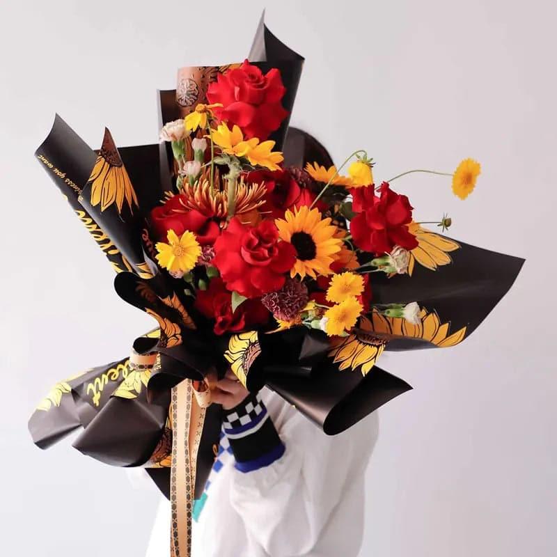 Sunflower Waterproof Flower Wrapping Paper ,22.8*22.8 Inch.