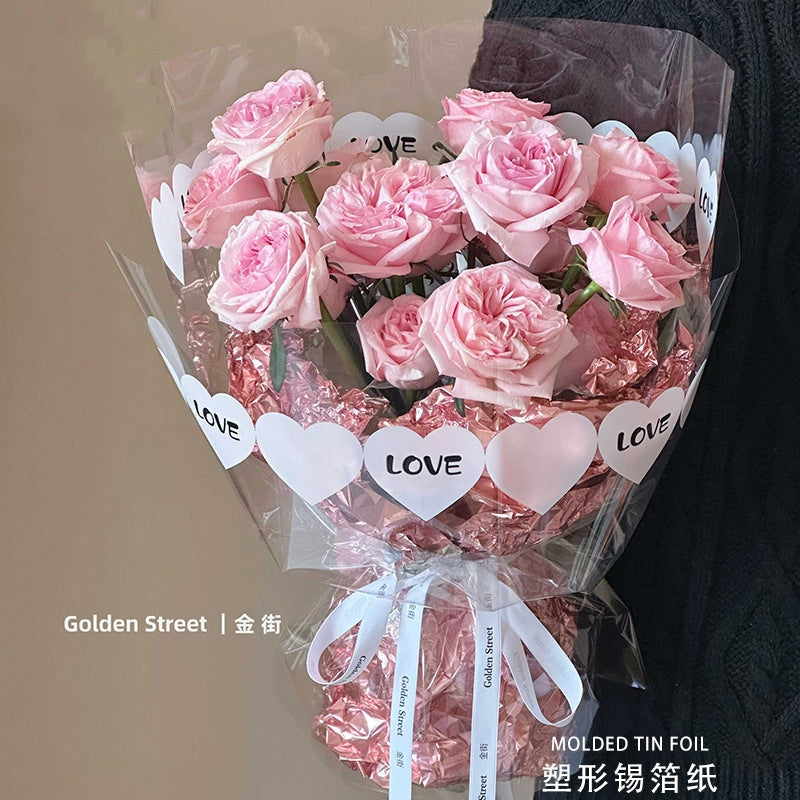 Tin foil waterproof floral packaging flower wrapping paper,8 yards.