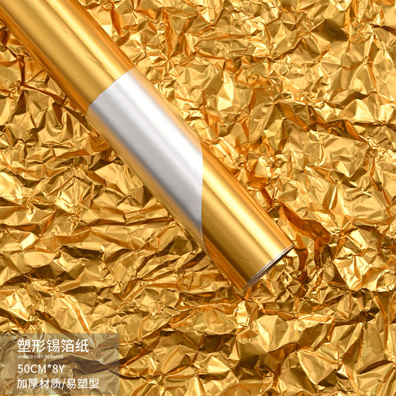 Tin foil waterproof floral packaging flower wrapping paper,8 yards.