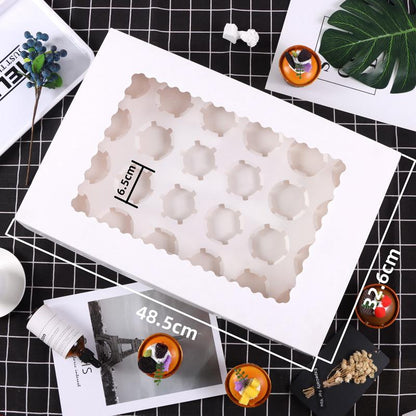 Cupcake Boxes with Holders, 10 pcs Cupcake Carrier with Handle Insert Display Window