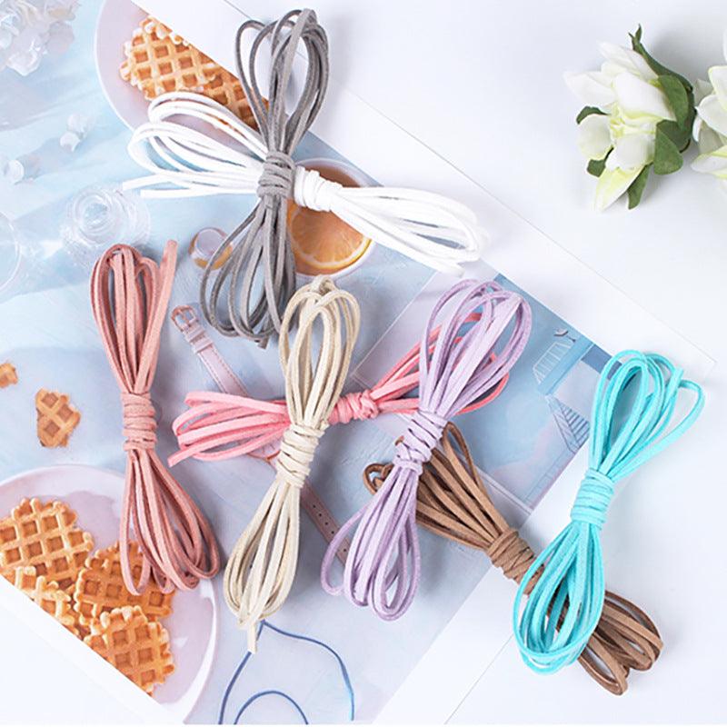 100 Yards Suede Lace Cord, Ribbon Suede Cord Faux Leather Cord Leather Crafts Lace Floral Velvet Flower Bundle Ribbon for DIY - HUAYI
