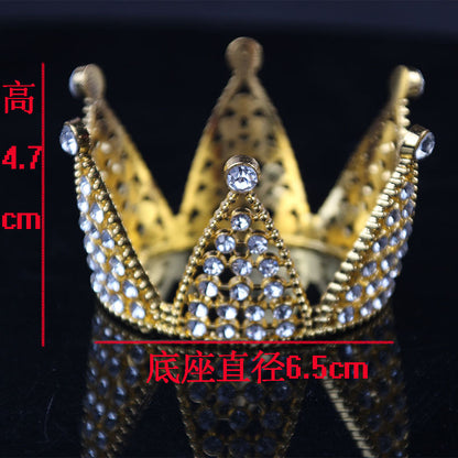 Alloy Crown Cake Topper – Birthday & Wedding Decoration with Rhinestones