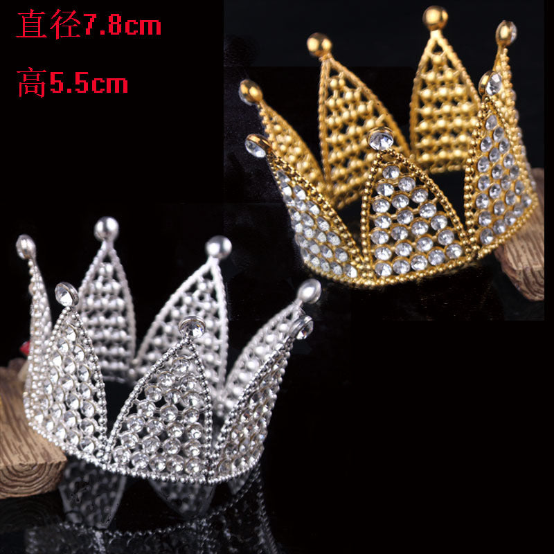 Alloy Crown Cake Topper – Birthday & Wedding Decoration with Rhinestones