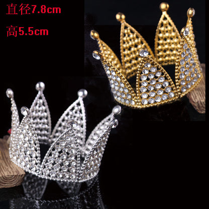 Alloy Crown Cake Topper – Birthday & Wedding Decoration with Rhinestones