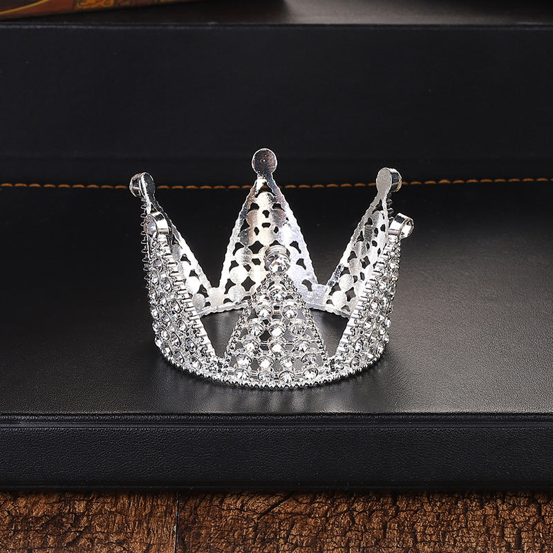 Alloy Crown Cake Topper – Birthday & Wedding Decoration with Rhinestones