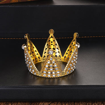 Alloy Crown Cake Topper – Birthday & Wedding Decoration with Rhinestones