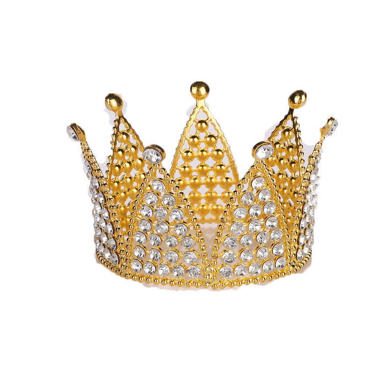 Alloy Crown Cake Topper – Birthday & Wedding Decoration with Rhinestones
