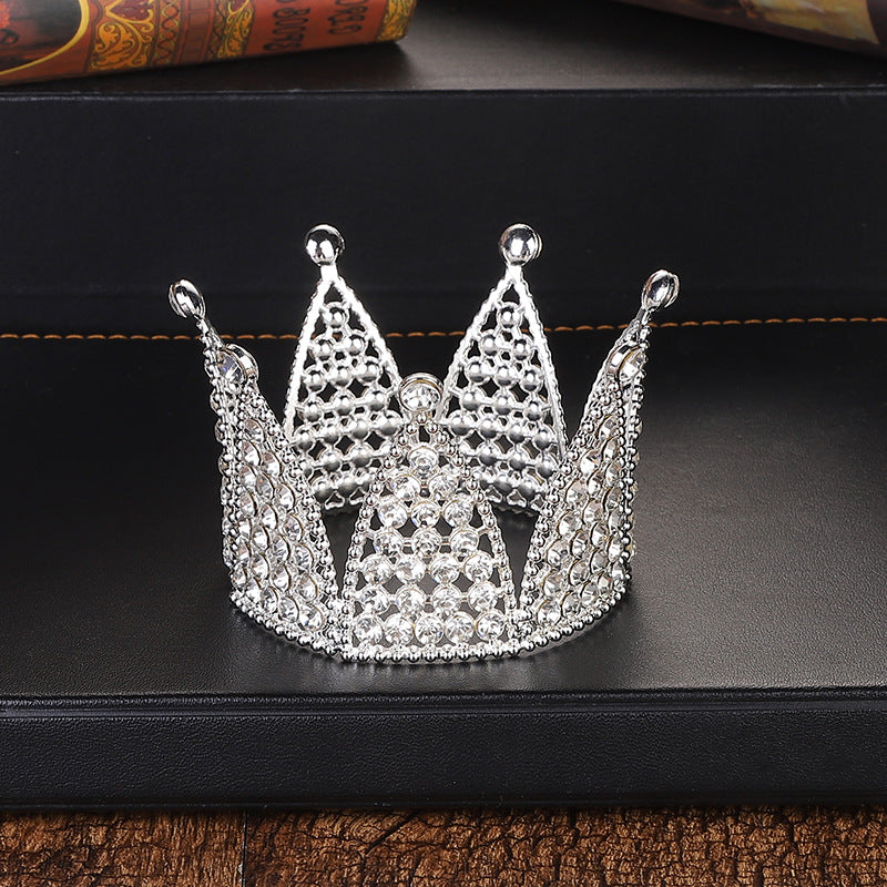 Alloy Crown Cake Topper – Birthday & Wedding Decoration with Rhinestones