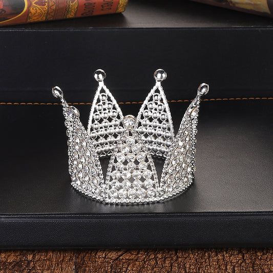 Alloy Crown Cake Topper – Birthday & Wedding Decoration with Rhinestones