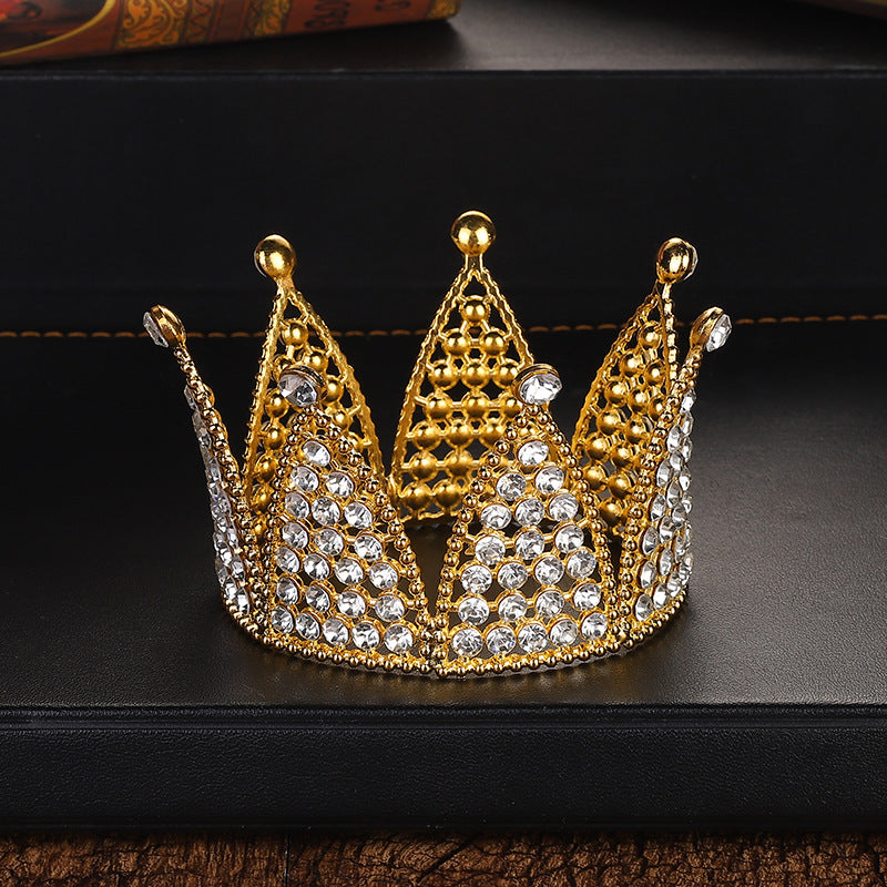 Alloy Crown Cake Topper – Birthday & Wedding Decoration with Rhinestones