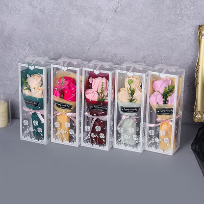 Mini Simulation Bouquet Soap Flower Bouquet PVC Gift Box Rose Love Creative Romantic Gift Stationery Store