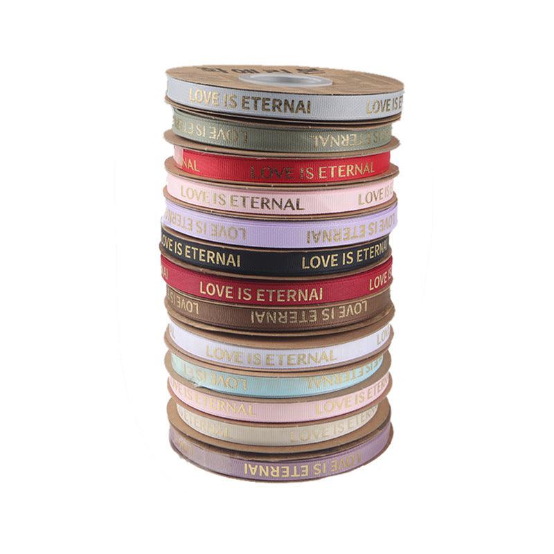 1cm 40 yards English Ribbon Threaded Ribbon Hot Stamping Polyester Ribbon Flower Packaging - HUAYI