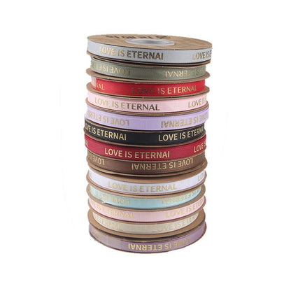 1cm 40 yards English Ribbon Threaded Ribbon Hot Stamping Polyester Ribbon Flower Packaging - HUAYI