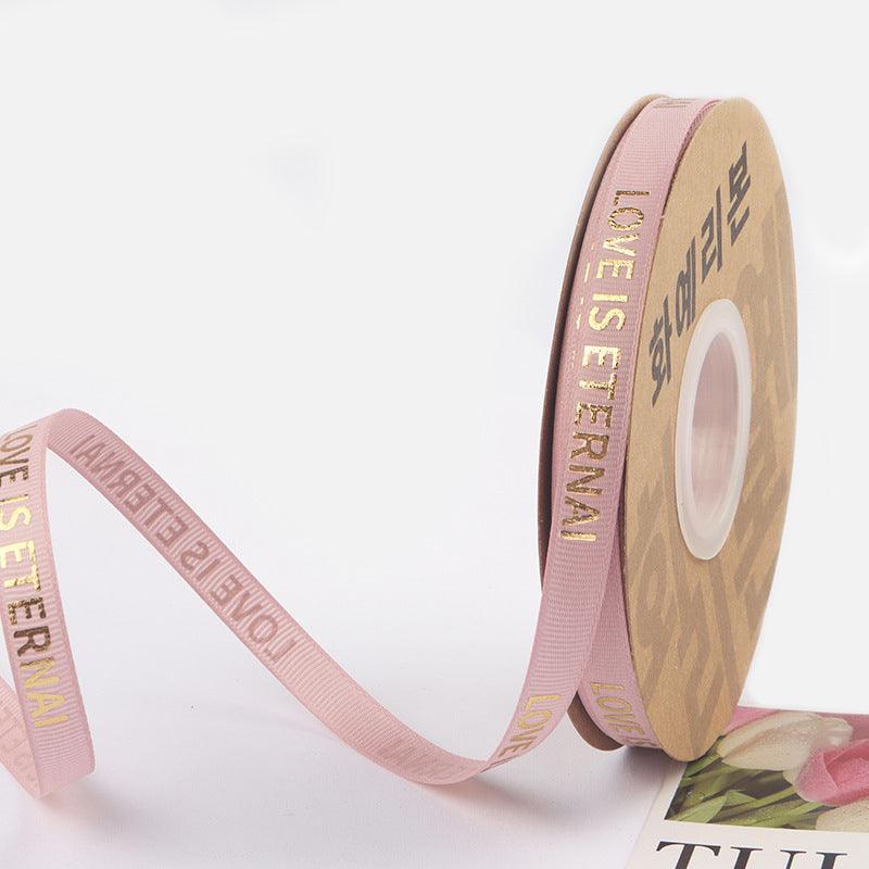 1cm 40 yards English Ribbon Threaded Ribbon Hot Stamping Polyester Ribbon Flower Packaging - HUAYI
