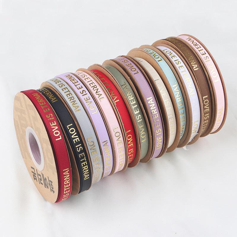 1cm 40 yards English Ribbon Threaded Ribbon Hot Stamping Polyester Ribbon Flower Packaging - HUAYI
