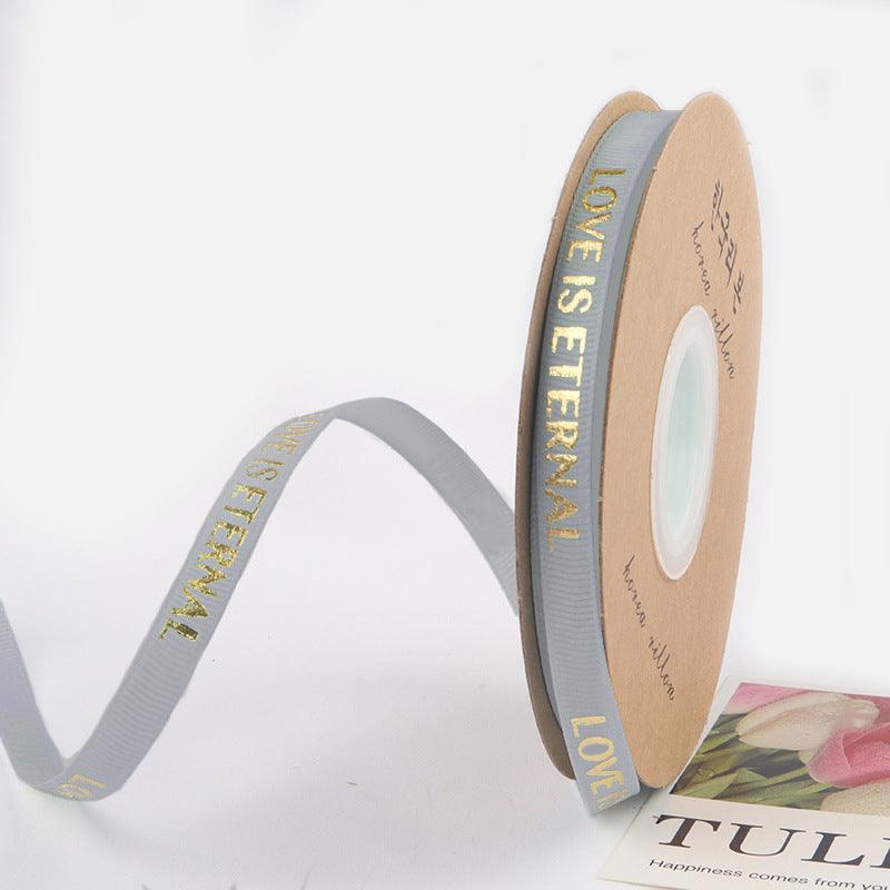 1cm 40 yards English Ribbon Threaded Ribbon Hot Stamping Polyester Ribbon Flower Packaging - HUAYI