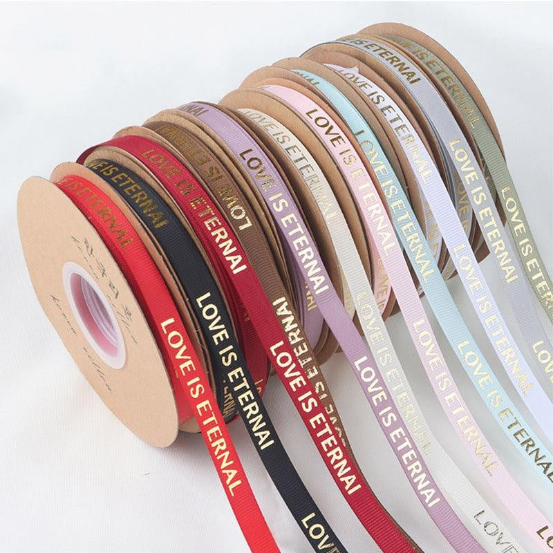 1cm 40 yards English Ribbon Threaded Ribbon Hot Stamping Polyester Ribbon Flower Packaging - HUAYI