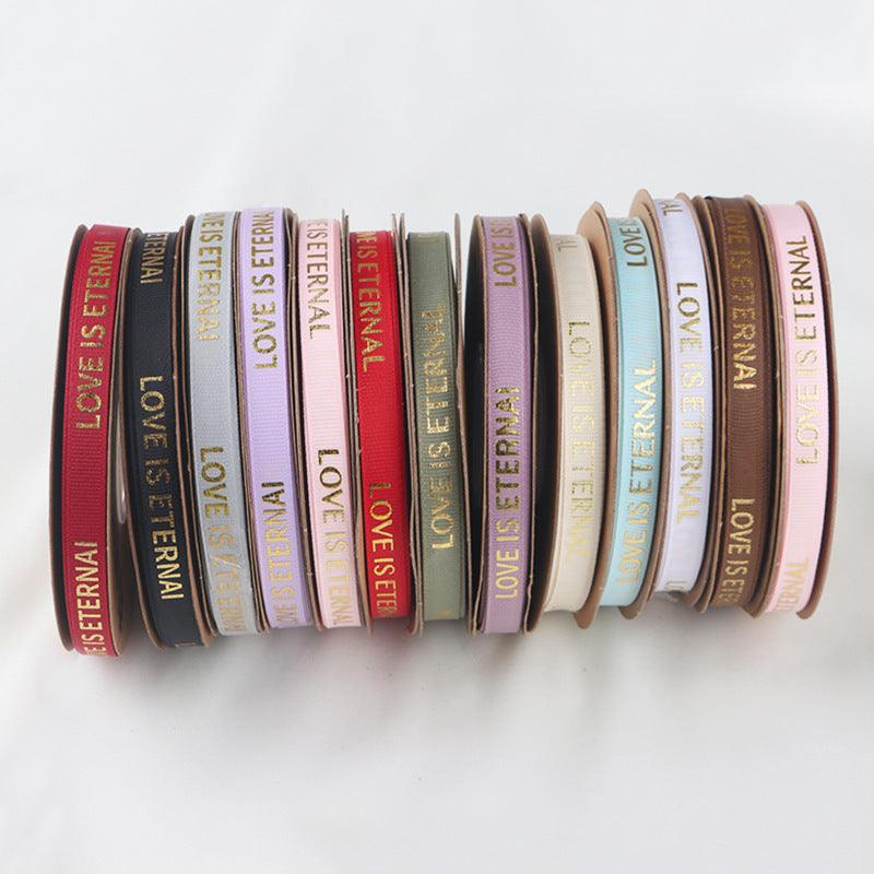 1cm 40 yards English Ribbon Threaded Ribbon Hot Stamping Polyester Ribbon Flower Packaging - HUAYI