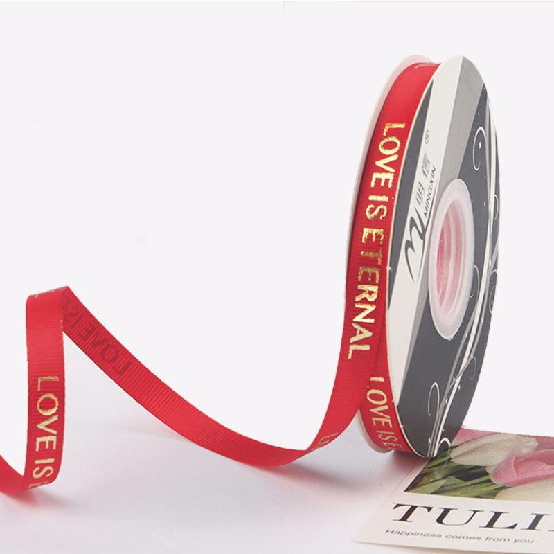 1cm 40 yards English Ribbon Threaded Ribbon Hot Stamping Polyester Ribbon Flower Packaging - HUAYI