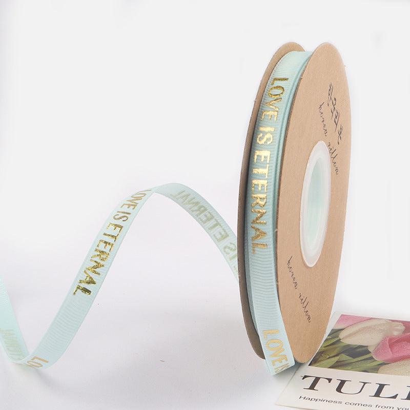 1cm 40 yards English Ribbon Threaded Ribbon Hot Stamping Polyester Ribbon Flower Packaging - HUAYI