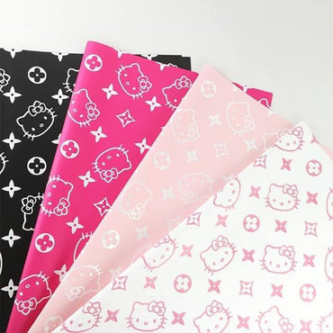 2024 New Hot Cute Sweet Style Kt Cat Korean Waterproof Flower Wrapping Paper Valentine's Day Wrapping Paper