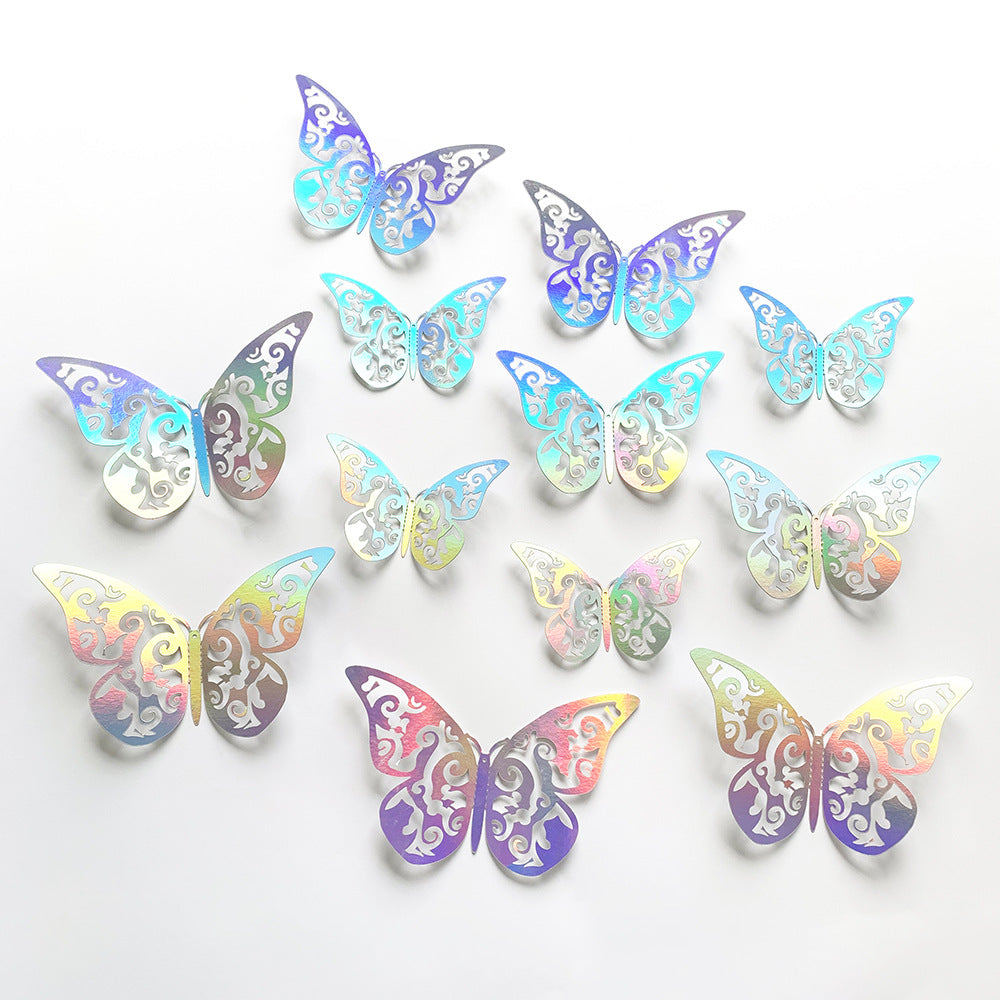 3D Hollowed Gold Butterfly Bouquet Decorative 12pcs/pack