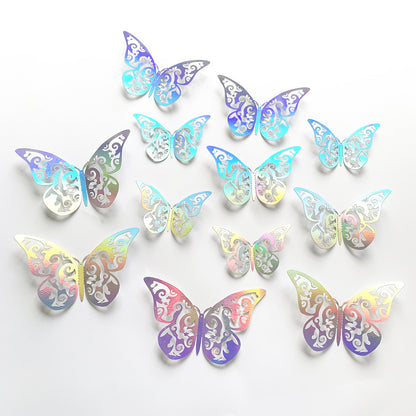 3D Hollowed Gold Butterfly Bouquet Decorative 12pcs/pack