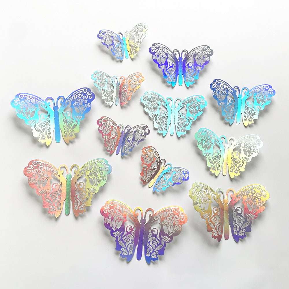 3D Hollowed Gold Butterfly Bouquet Decorative 12pcs/pack