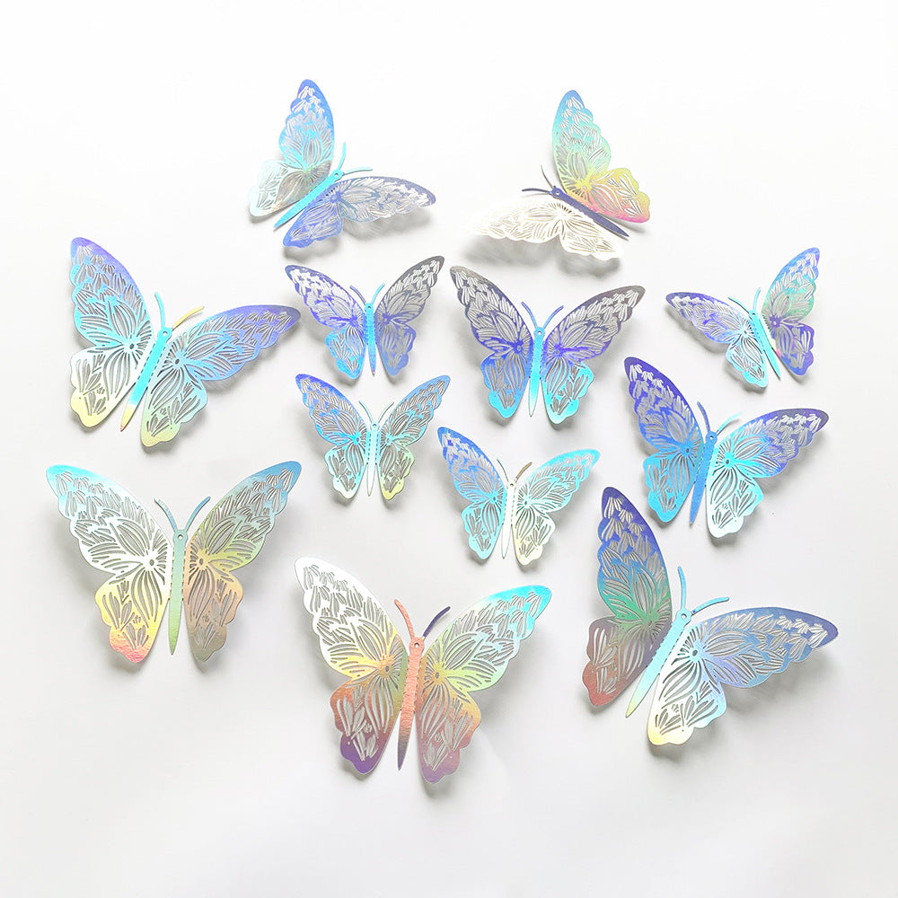 3D Hollowed Gold Butterfly Bouquet Decorative 12pcs/pack