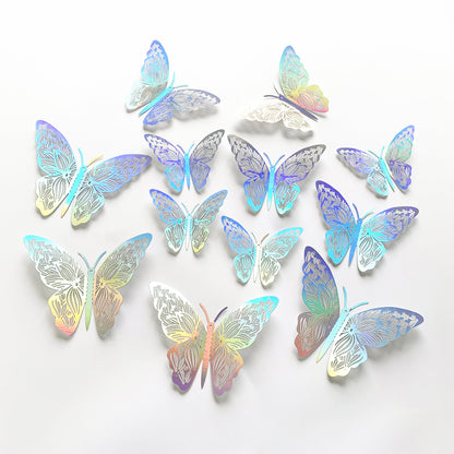 3D Hollowed Gold Butterfly Bouquet Decorative 12pcs/pack