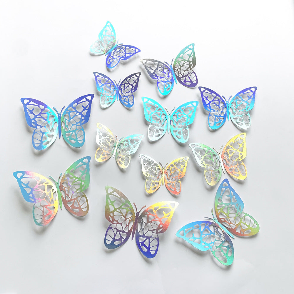3D Hollowed Gold Butterfly Bouquet Decorative 12pcs/pack