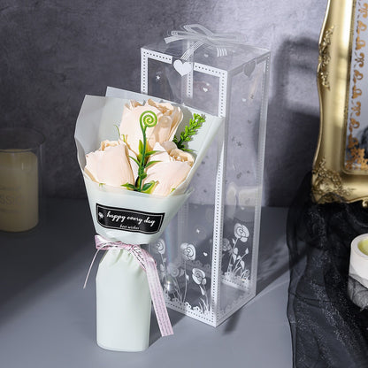 Mini Simulation Bouquet Soap Flower Bouquet PVC Gift Box Rose Love Creative Romantic Gift Stationery Store