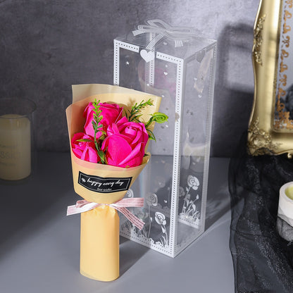 Mini Simulation Bouquet Soap Flower Bouquet PVC Gift Box Rose Love Creative Romantic Gift Stationery Store