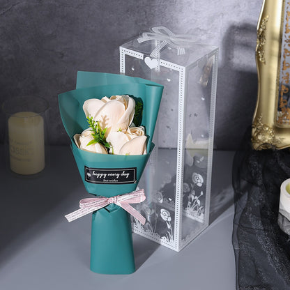 Mini Simulation Bouquet Soap Flower Bouquet PVC Gift Box Rose Love Creative Romantic Gift Stationery Store