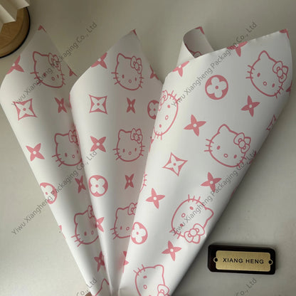 2024 New Hot Cute Sweet Style Kt Cat Korean Waterproof Flower Wrapping Paper Valentine's Day Wrapping Paper