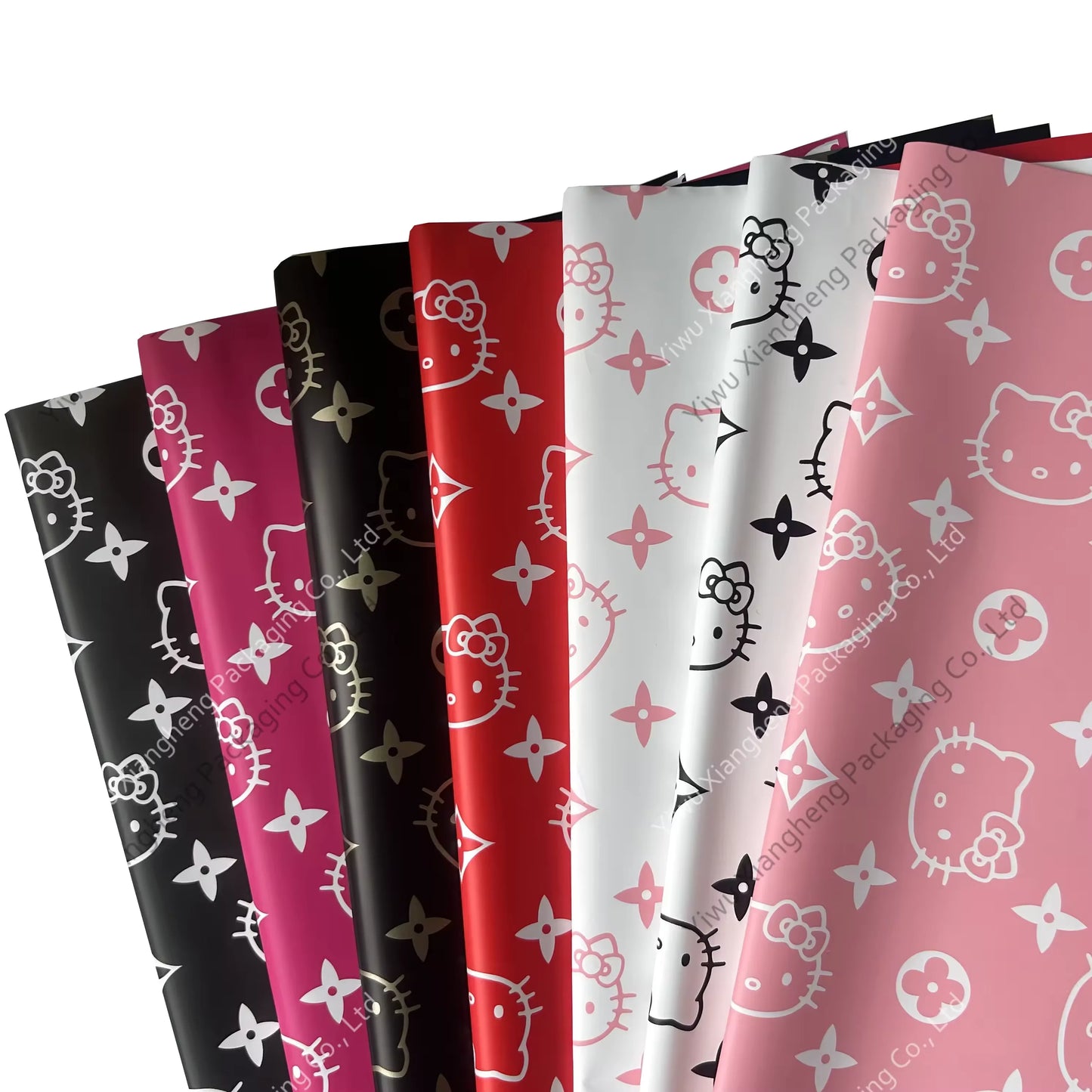 2024 New Hot Cute Sweet Style Kt Cat Korean Waterproof Flower Wrapping Paper Valentine's Day Wrapping Paper