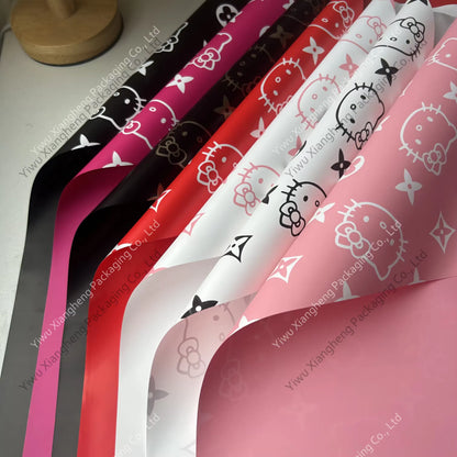 2024 New Hot Cute Sweet Style Kt Cat Korean Waterproof Flower Wrapping Paper Valentine's Day Wrapping Paper