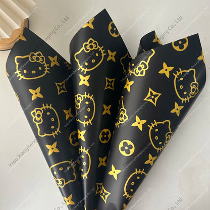 2024 New Hot Cute Sweet Style Kt Cat Korean Waterproof Flower Wrapping Paper Valentine's Day Wrapping Paper