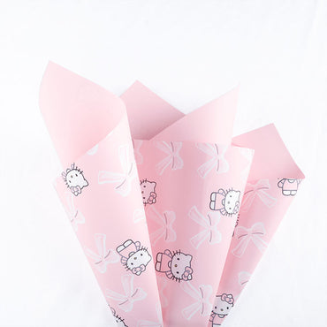 Hello Kitty Cat Bow Flower Wrapping Paper – 20 Sheets