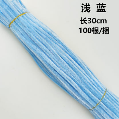 Twisted stick colourful eco-friendly wool strips solid colour encrypted fluffy roots diy，100pcs