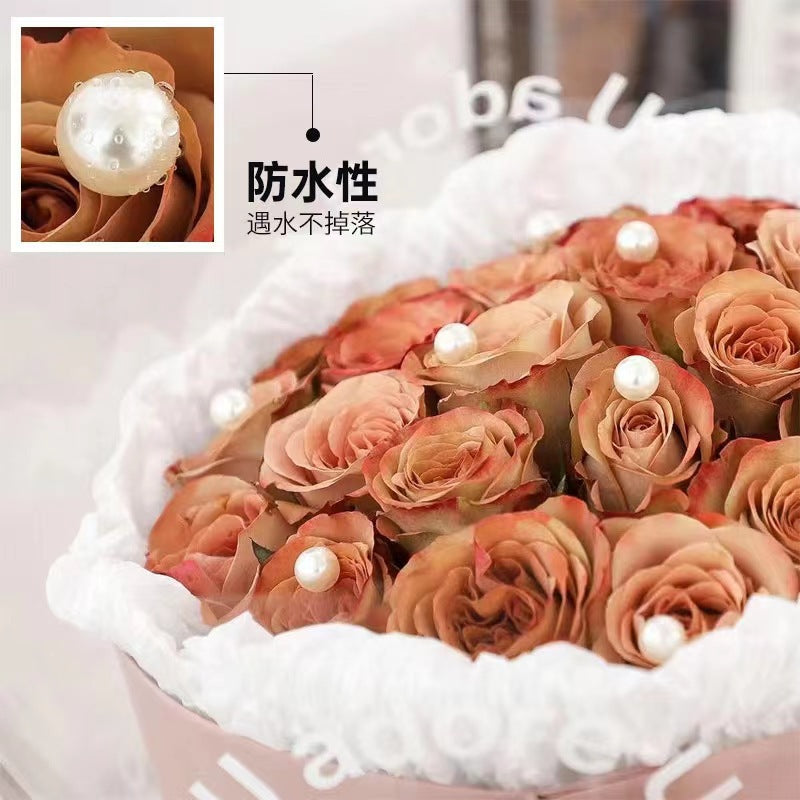 Pearl Flower Arrangement Flower Bouquet Adhesive Stickers Pearl Decoration Supplies, 100pcs