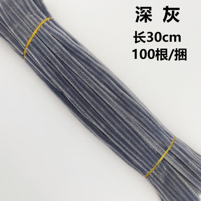 Twisted stick colourful eco-friendly wool strips solid colour encrypted fluffy roots diy，100pcs