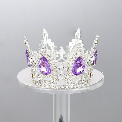 Mini Alloy Crown Cake Topper with Heart and 6 Rhinestones
