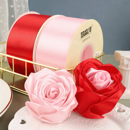 5cm silk fabric strip handmade rose ribbon diy gift box packaging ribbon,50 yards